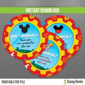 Mickey Mouse Clubhouse Toodles Birthday Favor Tags